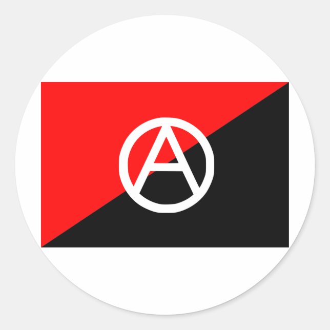Anarchistische Flagge mit einem Symbol Runder Aufkleber (Vorderseite)