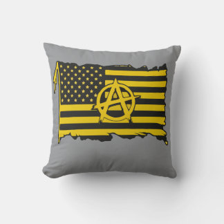 Anarcho-Kapitalistische Flagge USA  Schwarz-golden Kissen
