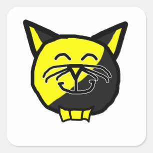Anarkitty mit den weißen Bärten Anarchyball Quadratischer Aufkleber