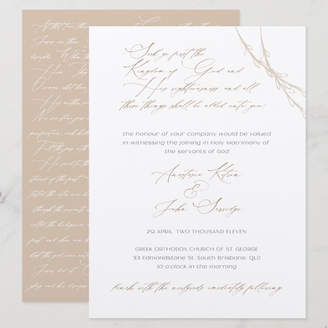 Anastasia & John Surridge Custom Wedding Einladung (Vorne/Hinten)