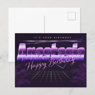Anastasia Name Vorname lila Postkarte Geburtstag