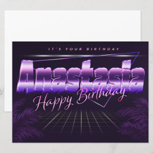 Anastasia Name Vorname lila retro Karte Geburtstag