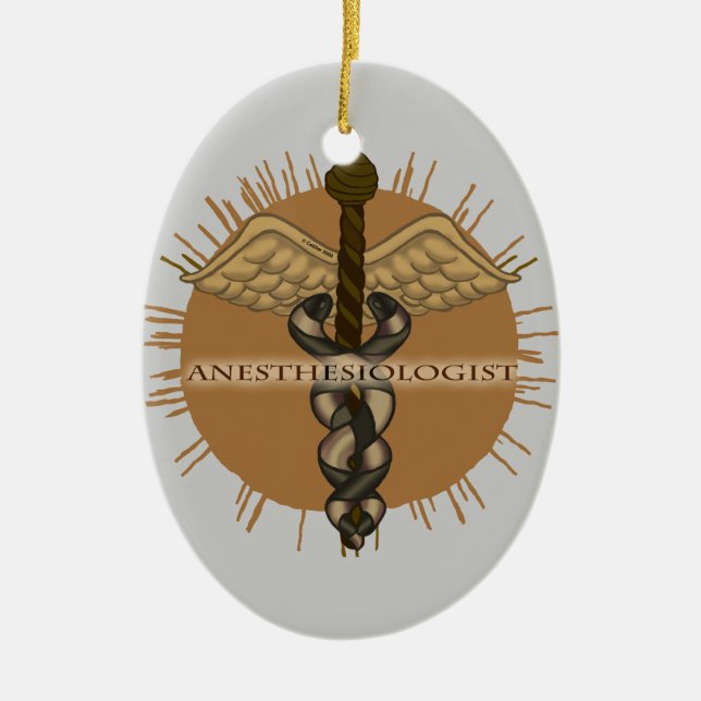 Anästhesiologe Caduceus Oval Ornament (Vorne)