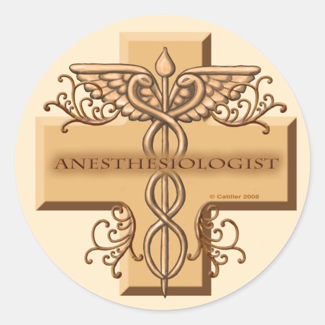 Anästhesiologe Cross Runder Aufkleber (Vorderseite)