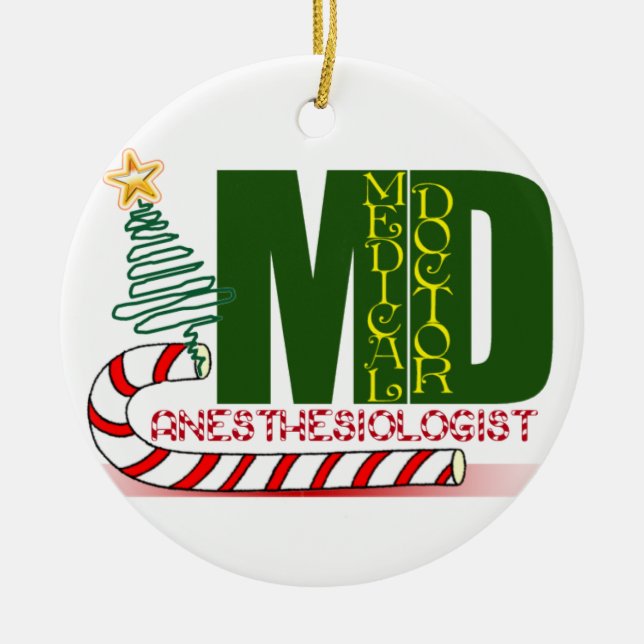 ANÄSTHESIOLOGE-WEIHNACHTSverzierungmd-DOKTOR Keramik Ornament (Vorne)