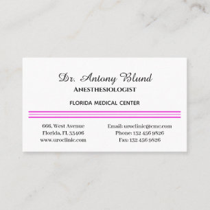 Anästhesistin Simple Pink Business Card Visitenkarte