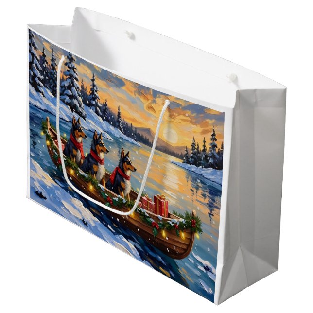 Anatolian Shepherd Christmas Boat Holiday Große Geschenktüte (Vorderseite Schrägansicht)