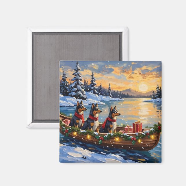 Anatolian Shepherd Christmas Boat Holiday Magnet (Vorderseite/Rückseite)
