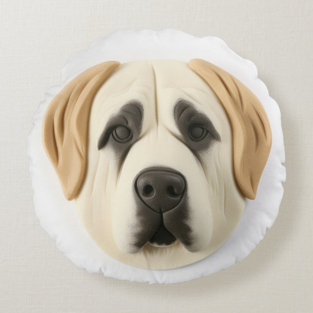 Anatolian Shepherd Dog 3D Inspiriert Rundes Kissen (Vorderseite)