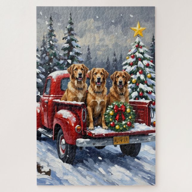 Anatolian Shepherd Dog Christmas Red Truck Holiday (Vertikal)