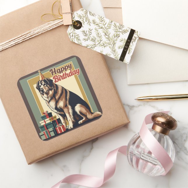 Anatolian Shepherd Dog farbenfroh Quadratischer Aufkleber (Schenken)