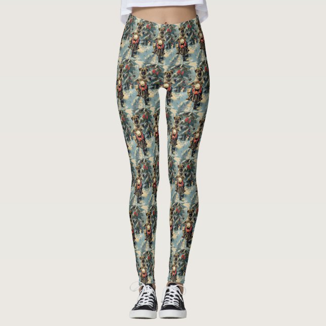 Anatolian Shepherd Dog Riding Motorrad Weihnachten Leggings (Vorderseite)