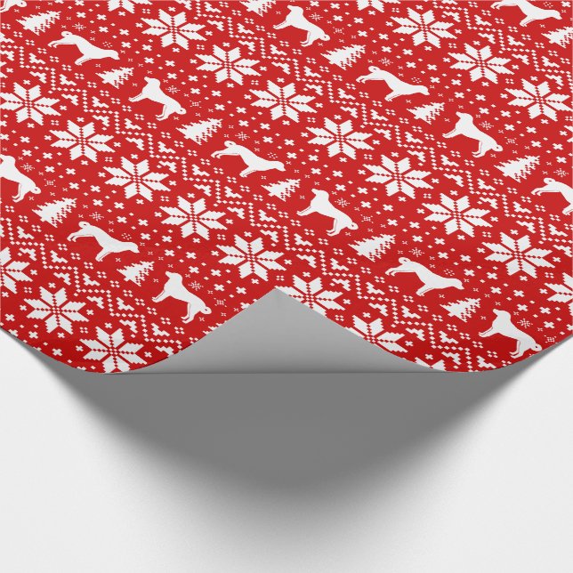 Anatolian Shepherd Dog Silhouetten Weihnachten Wei Geschenkpapier (Ecke)