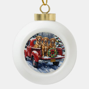 Anatolian Shepherd Dog Weihnachten Rotes Lastwagen Keramik Kugel-Ornament