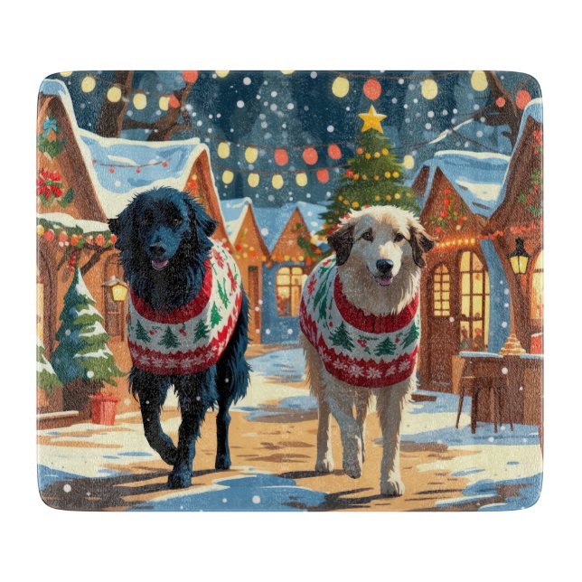 Anatolian Shepherd Dogs Christmas Snow Holiday Schneidebrett (Vorderseite)