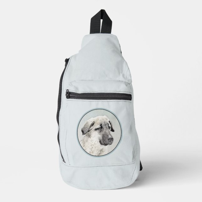 Anatolian Shepherd Fawn Malerei Original Dog Art Crossbody Bag (Vorderseite)