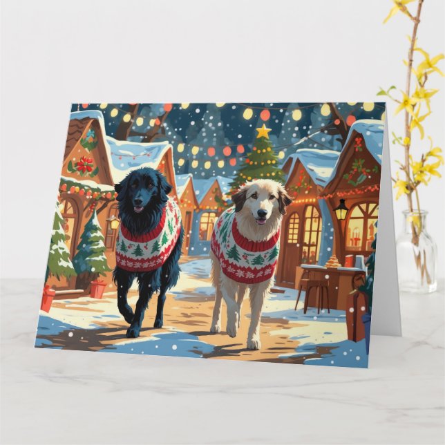 Anatolian Shepherd Hunde Weihnachtsschneeurlaub Karte (Gelbe Blume)