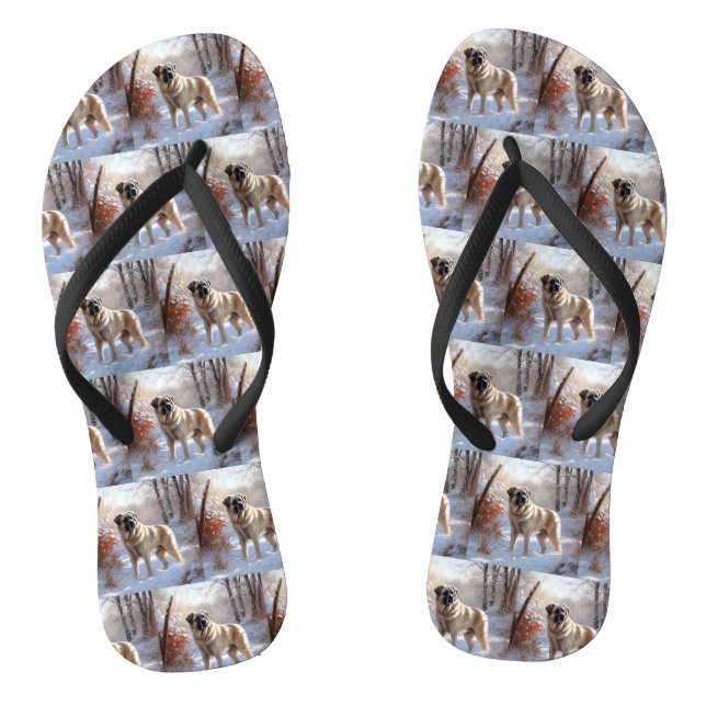 Anatolian Shepherd Let It Snow Christmas Flip Flops (Fußbett)
