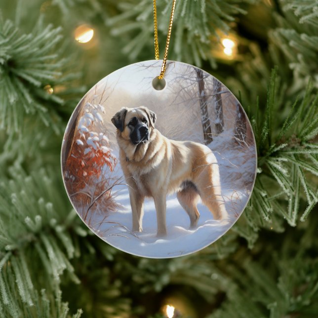 Anatolian Shepherd Let It Snow Christmas Keramik Ornament (Baum)