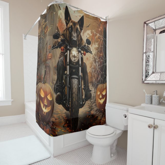 Anatolian Shepherd Riding Motorrad Halloween Duschvorhang (Beispiel)