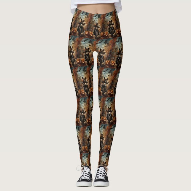 Anatolian Shepherd Riding Motorrad Halloween Leggings (Vorderseite)