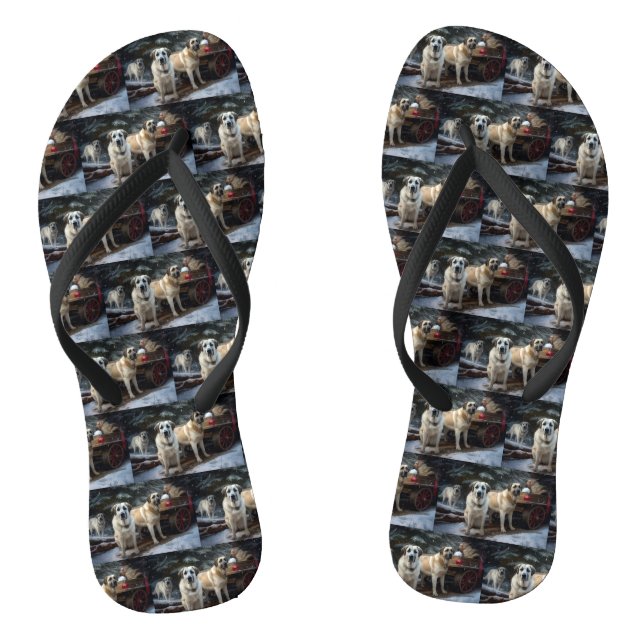 Anatolian Shepherd Snowy Sleigh Weihnachtsdekor Flip Flops (Fußbett)