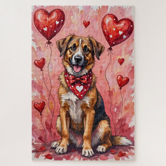 Anatolian Shepherd Valentine Dog Art with Hearts (Vertikal)