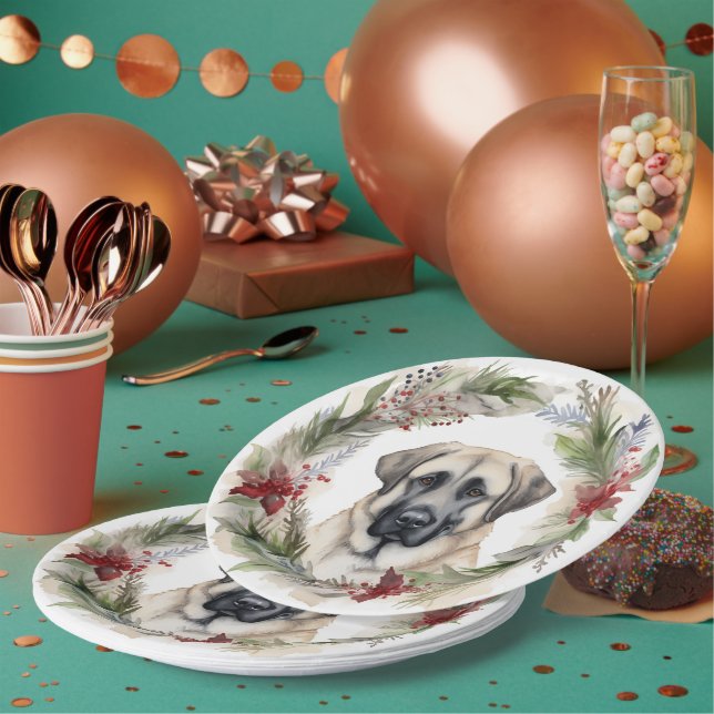 Anatolian Shepherd Weihnachtsfeiertag Pappteller (Multi)