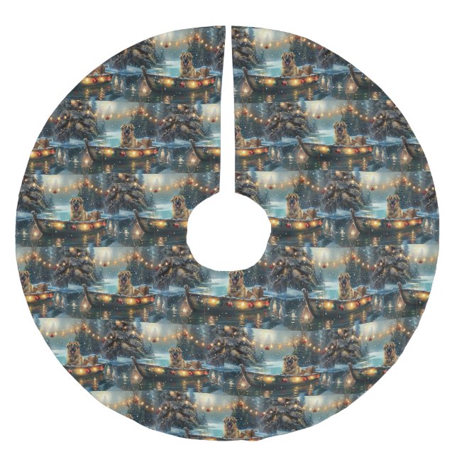 Anatolian Shepherd Weihnachtsfeiertage Polyester Weihnachtsbaumdecke (Vorderseite)