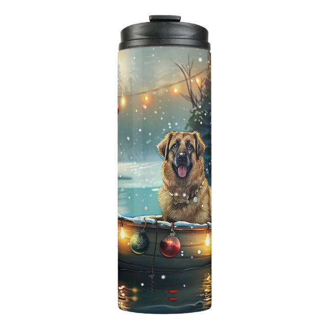 Anatolian Shepherd Weihnachtsfeiertage Thermosbecher (Vorderseite)