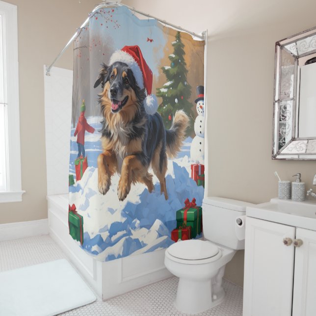 Anatolian Shepherd Weihnachtsfest Schnee Duschvorhang (Beispiel)