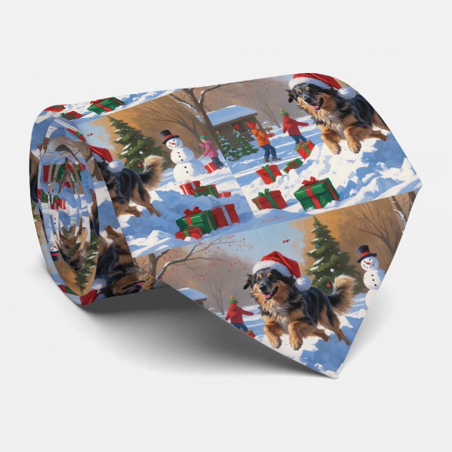 Anatolian Shepherd Weihnachtsfest Schnee Krawatte (Gerollt)