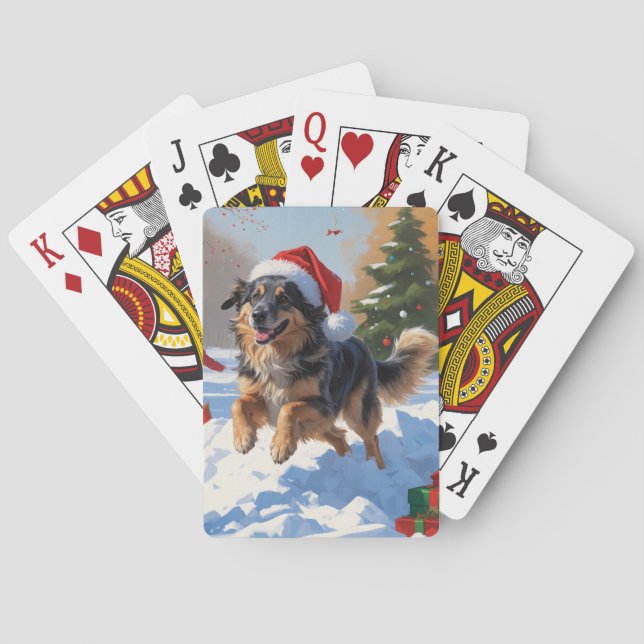 Anatolian Shepherd Weihnachtsfest Schnee Spielkarten (Rückseite)