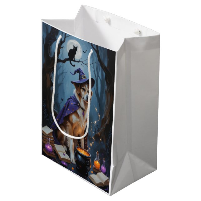 Anatolian Shepherd Whimsical Halloween Malerei Mittlere Geschenktüte (Vorderseite Schrägansicht)