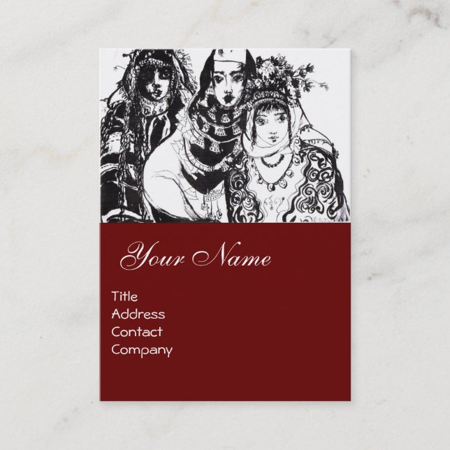 ANATOLIANISCHE MÄDCHEN, rot Visitenkarte (Vorderseite)