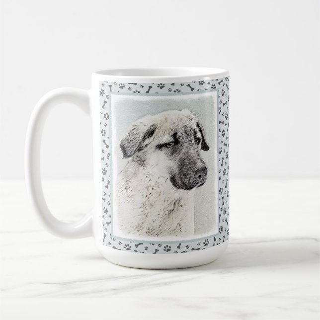 Anatolische Hirtenmalerei - Originelle Hundekunst Kaffeetasse (Links)