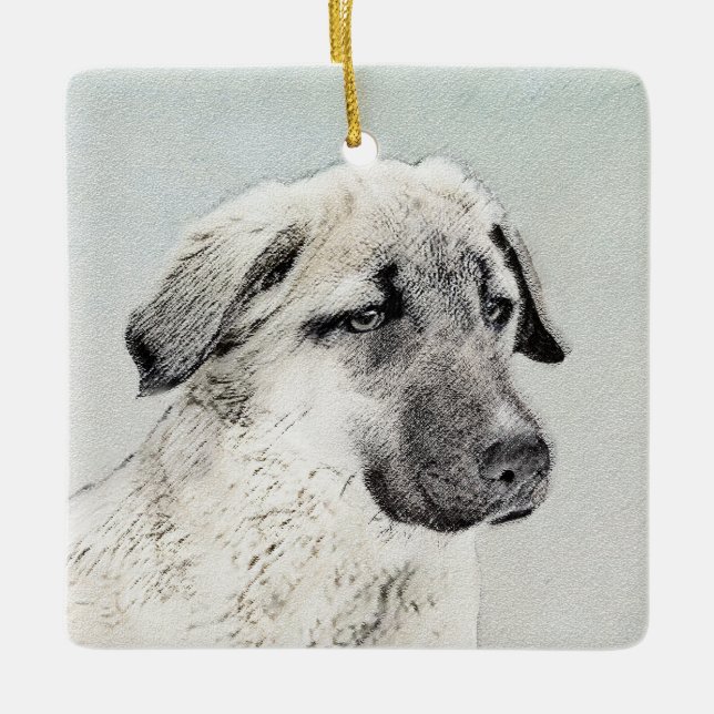 Anatolische Hirtenmalerei - Originelle Hundekunst Keramikornament (Vorderseite)