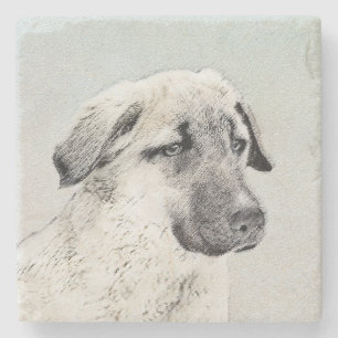 Anatolische Hirtenmalerei - Originelle Hundekunst Steinuntersetzer