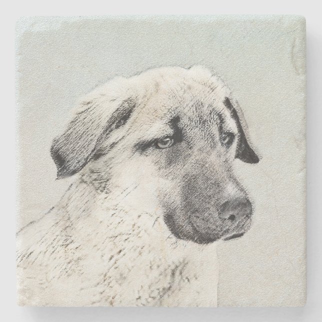 Anatolische Hirtenmalerei - Originelle Hundekunst Steinuntersetzer (Vorderseite)