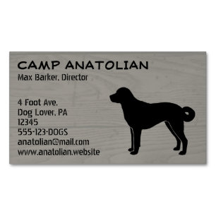 Anatolische Schäferhund-Silhouette-Imitat Holzsti Magnetische Visitenkarte