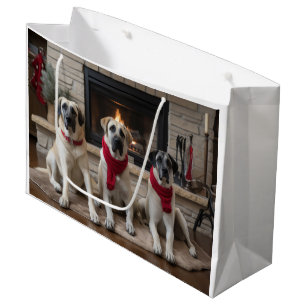 Anatolischer Hirtenhund  am Kamin Weihnachten Große Geschenktüte