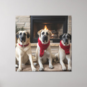 Anatolischer Hirtenhund  am Kamin Weihnachten Leinwanddruck