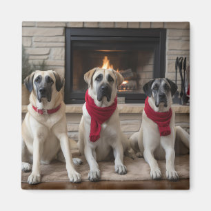 Anatolischer Hirtenhund am Kamin Weihnachten Magnet