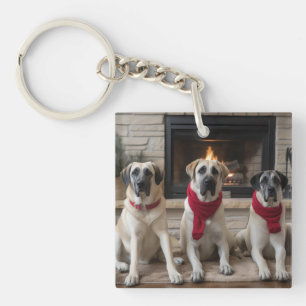 Anatolischer Hirtenhund  am Kamin Weihnachten Schlüsselanhänger