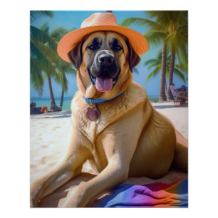 Anatolischer Hirtenhund am Strand, Geschenk für Hu Poster