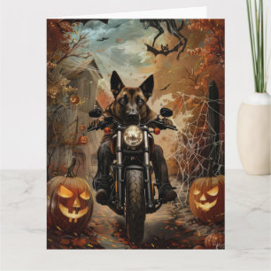 Anatolischer Hirtenhund fährt Motorrad Halloween Karte