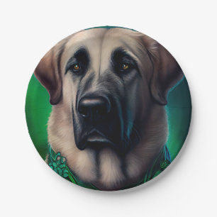 Anatolischer Hirtenhund im St. Patrick's Day Outzu Pappteller