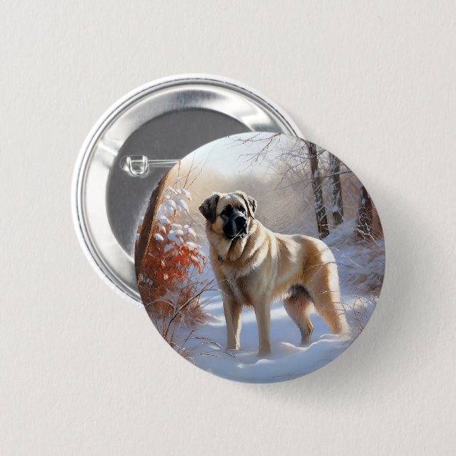 Anatolischer Hirtenhund Lass es schneien Weihnacht Button (Vorne & Hinten)