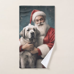 Anatolischer Hirtenhund mit Weihnachtsmann Weihnac Badhandtuch Set