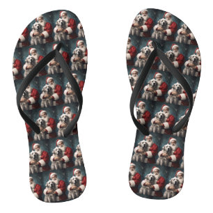 Anatolischer Hirtenhund mit Weihnachtsmann Weihnac Flip Flops